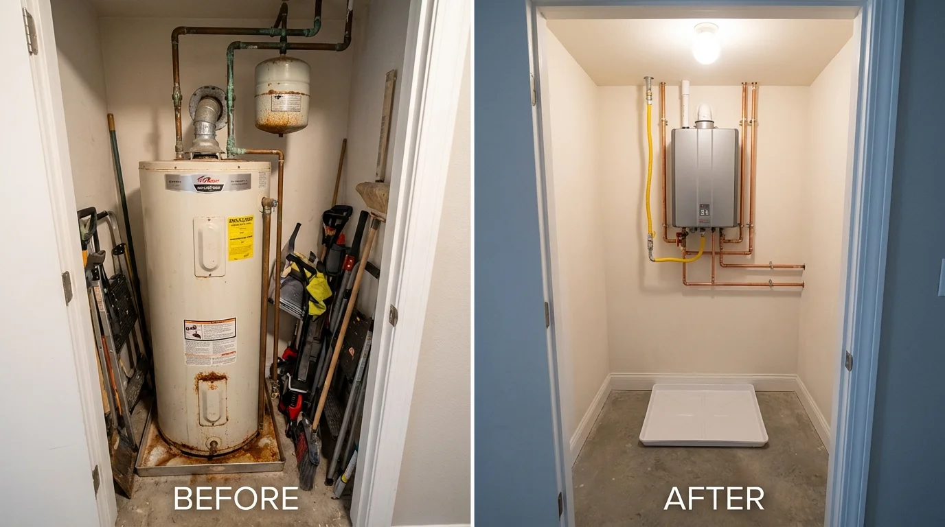 Tank water heater versus wall-mounted tankless unit comparison for Valley Park, MO homeowners