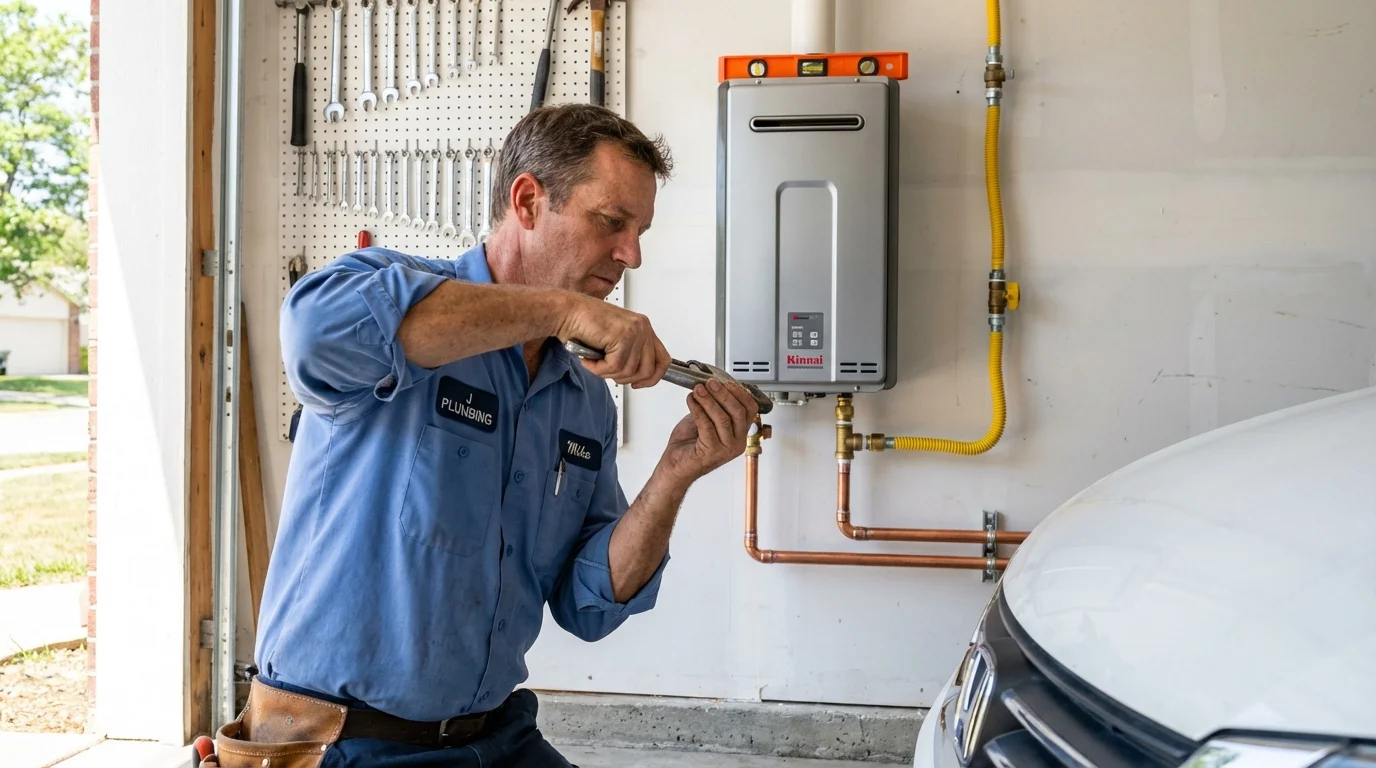 Tankless water heater installation by a Johns Plumbing LLC plumber in Valley Park